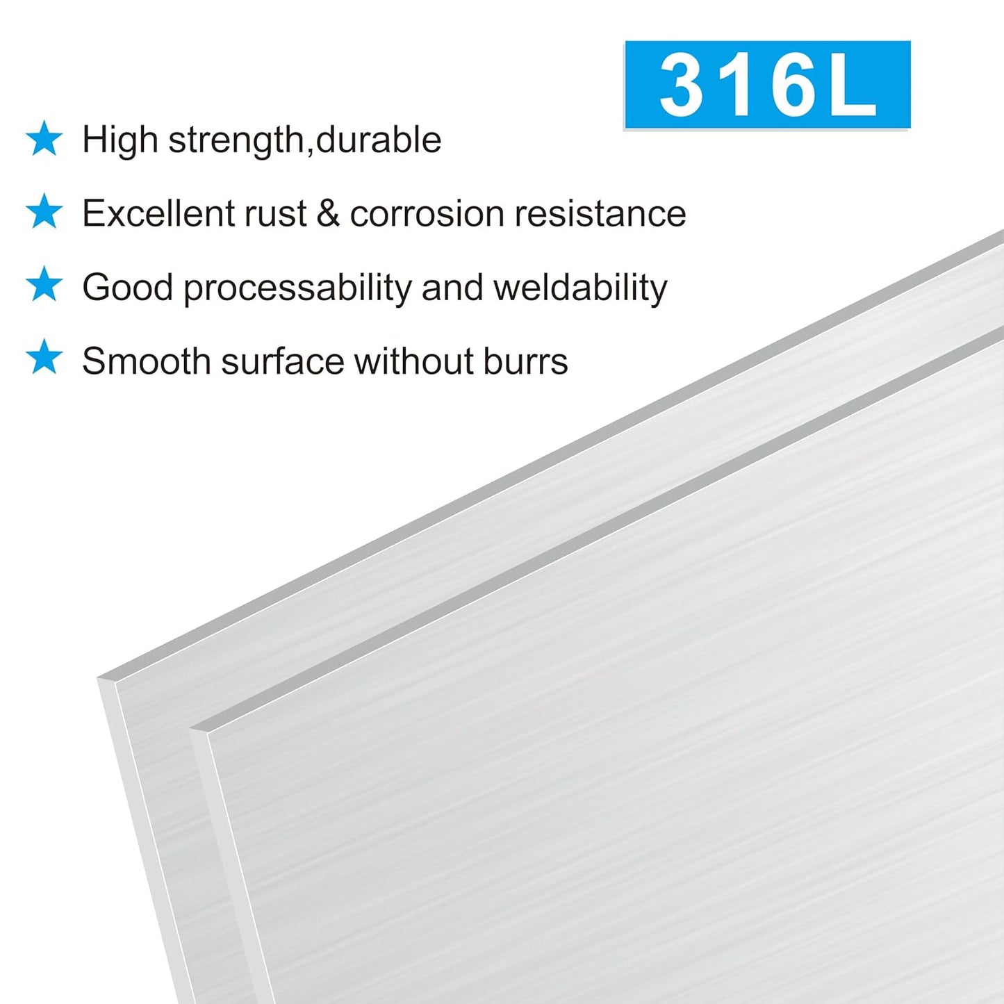 316L Stainless Steel Sheet 12x12x0.031 (23 Ga) 2 Pack, Brushed Metal Plates for Home DIY, Jewelry Making, Model Building - Rust Resistant, Cut-to-Size Ready