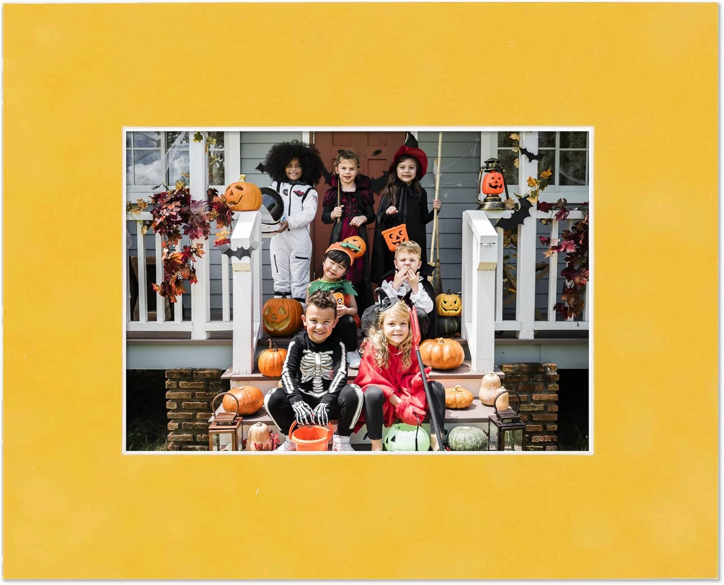 8.5x11 Mat Bevel Cut for 7x9 Photos - Acid Free Sunrise Yellow Suede Precut Matboard - For Pictures, Photos, Framing - 4-ply Thickness