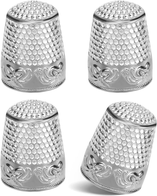 ZMAAGG 4PCS Sewing Thimbles for Hand Sewing, Metal Finger Protector, Quilting Craft Accessories for Knitting Needlework DIY Tools