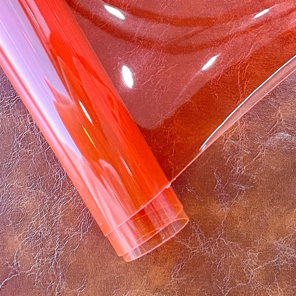 HYANG Salmon Transparent PVC Super Clear Holographic Vinyl Faux Leather Sheets 1 Roll 12" x 47" (30cm x 120cm) for DIY Bows Earrings Bags DIY Crafts Making