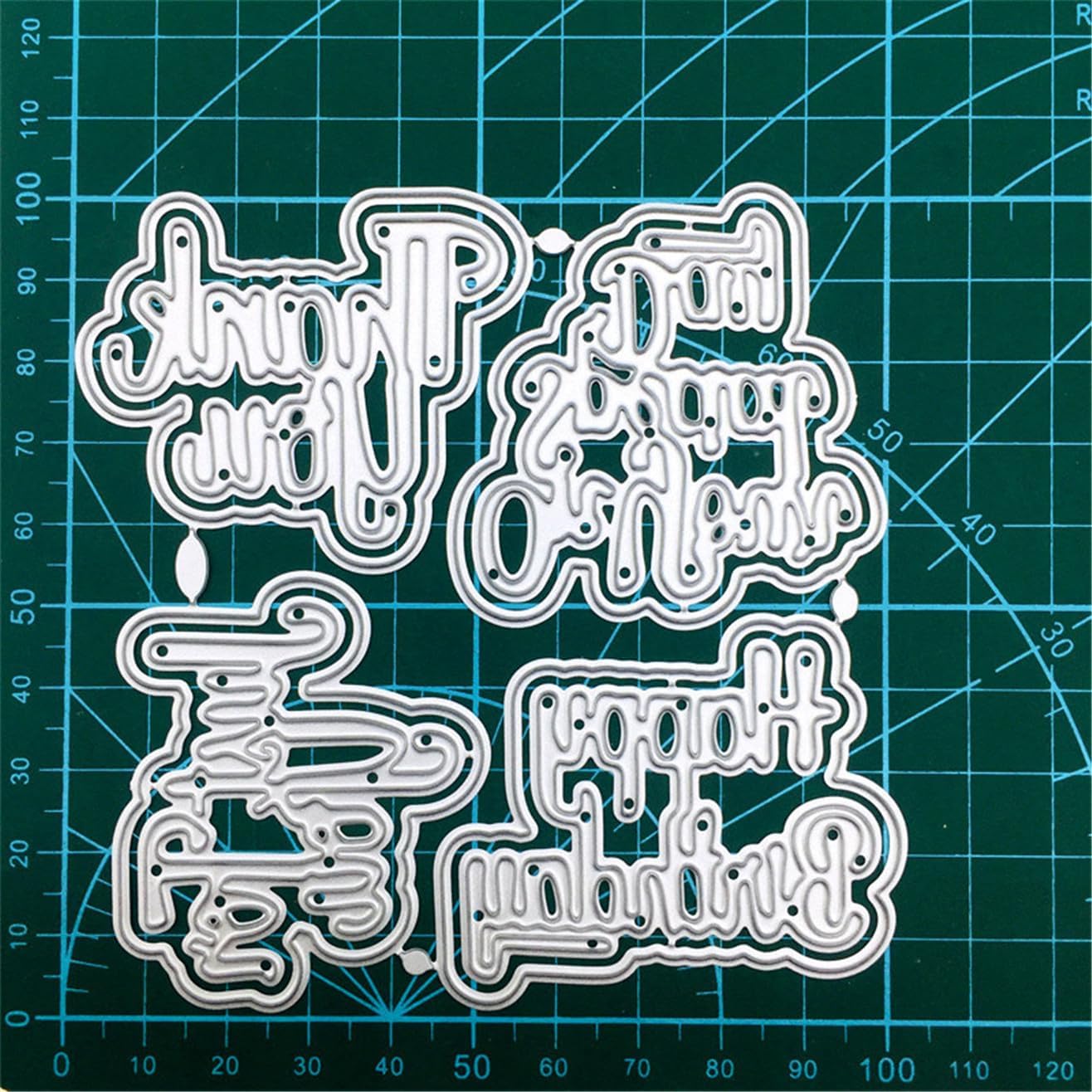 Cutting Dies Metal Stencils Scrapbooking Tools Happy Birthday Thankyou DIY Embossing Template for Paper Card Making Album Arts Crafts Supplies (English words-10.1x10.1cm)