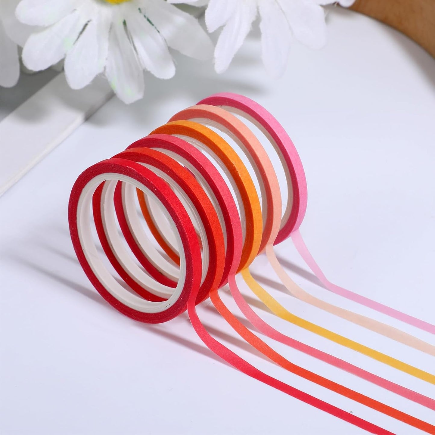 20 Rolls Rainbow Washi Tape Slim, 3mm Colorful Rainbow Pastel Washi Tape Set Skinny Thin Decorative Colored Washis Craft Tapes, Rainbows Colors Thin Decorative Tapes for Journal DIY Planner Craft