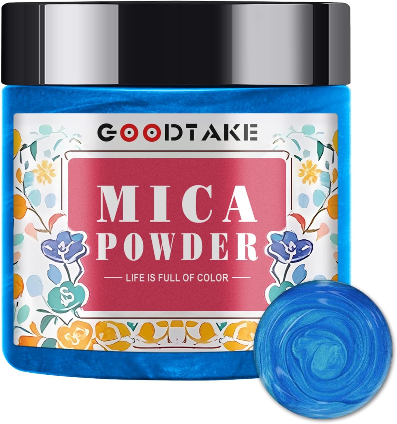 GOODTAKE Blue Mica Powder | Epoxy Resin Color Pigment | Pearlescent Color Pigment | Mica Powder for Resin Epoxy - for Soap Making, Nail Polish, Slime & Candle (Blue, 2 oz)