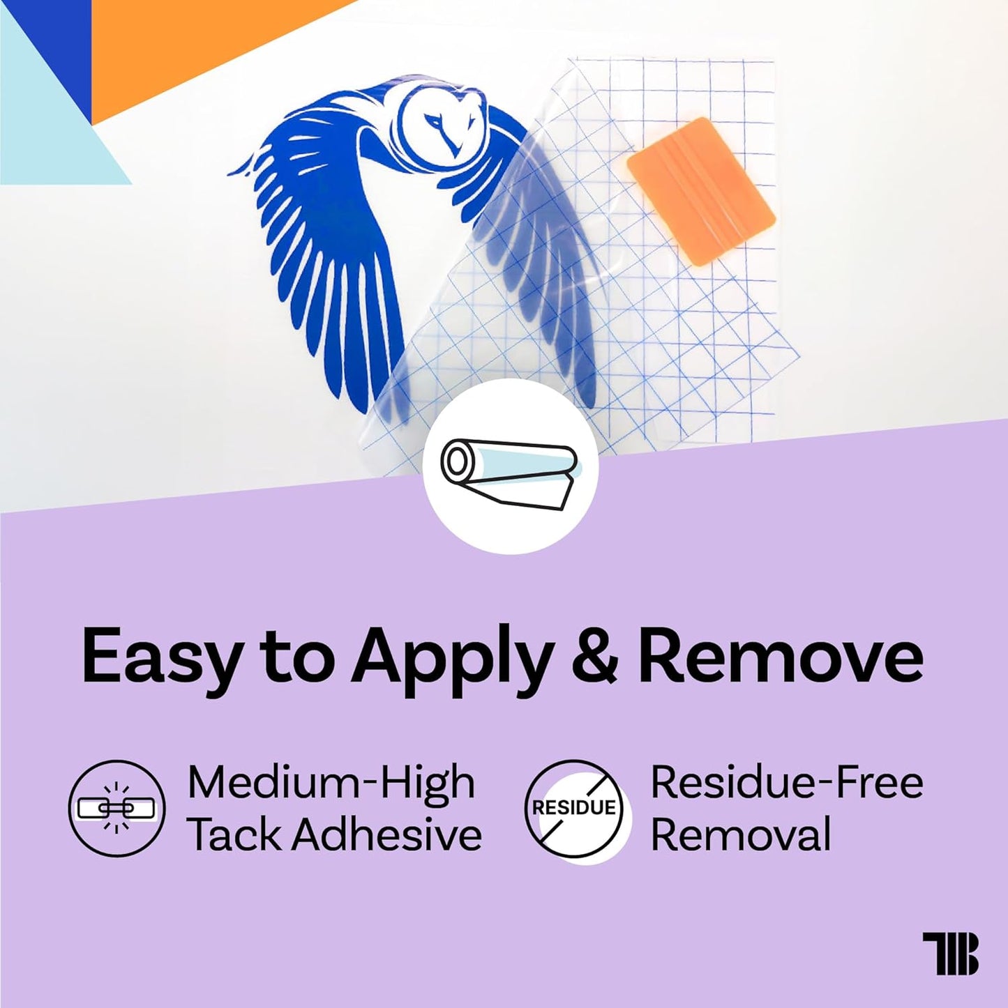 6" x 100' Roll of Clear Transfer Tape for Vinyl, Made in America, Vinyl Transfer Tape with Alignment Grid for Crafts, Decals, and Letters