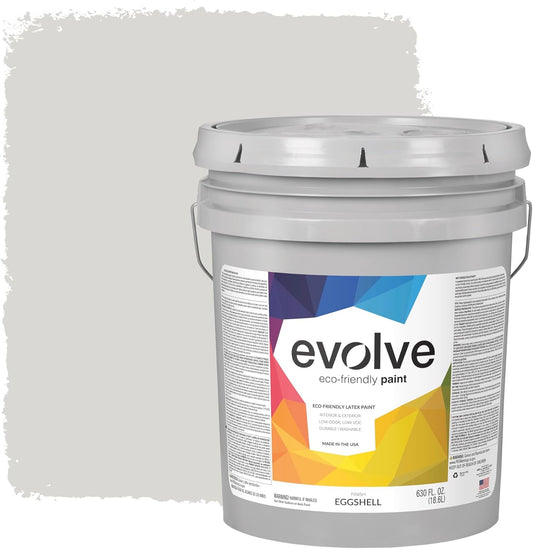 EVOLVE Paint & Primer: Environment-friendly, Low Sheen with One-coat Coverage for Interior & Exterior surfaces (Morning Frost, 5-Gallon)