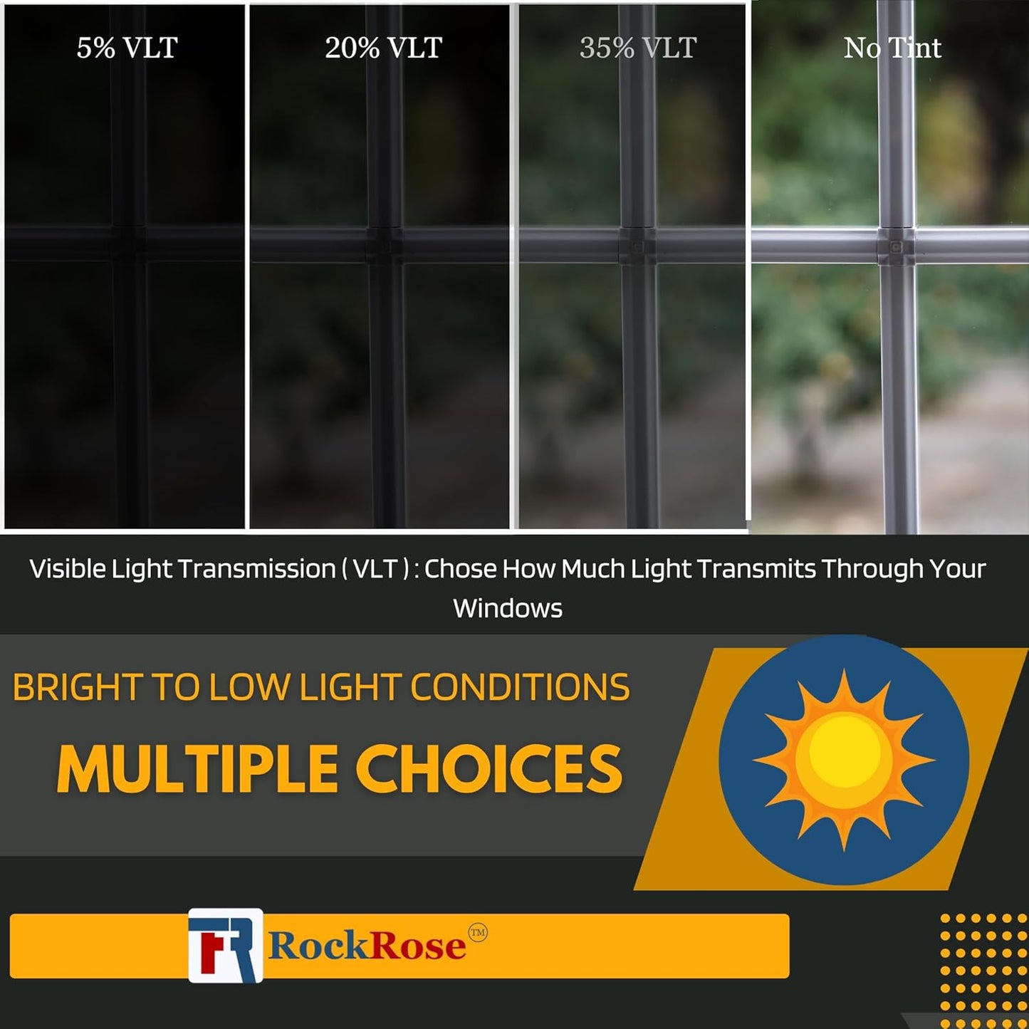 UV 99% VLT 5% Security and Safety 4 Mil Color Window Film Shatterproof Anti Shatter Tempered Glass Film for Home and Office Windows (VLT 5%, 60 in x 100 FT)