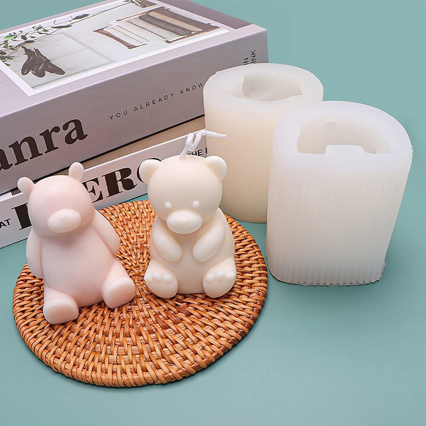 Cute Polar Bear Scented Candle Mold 2 Pack - Silicone Molds for Candle and Soap Making, Home Decoration, Resin Crafts - Cartoon Bear Shape