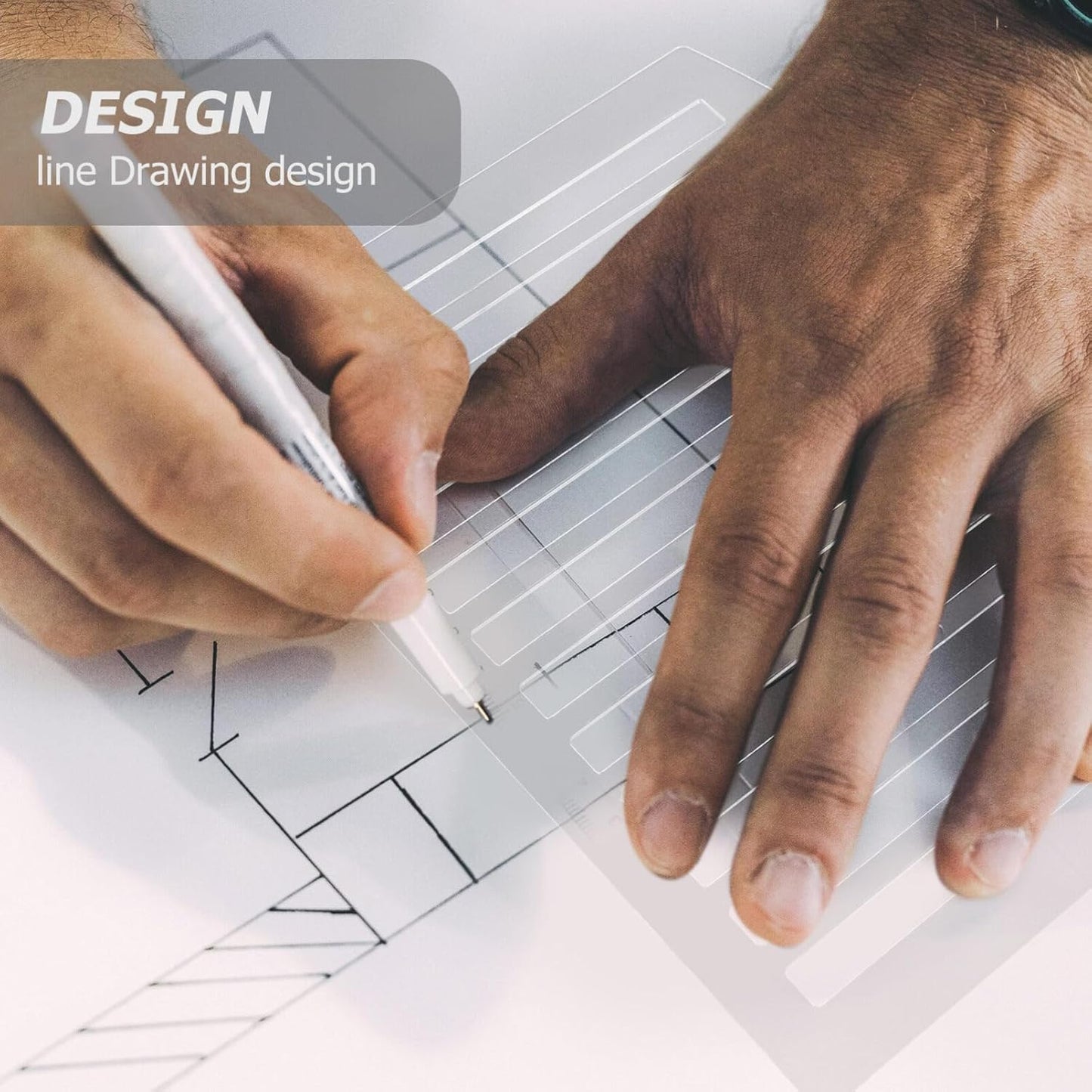 Straight Line Stencil Template, Line Drawing Stencil, Writing Template, Lettering Guide, Paper Scale Measuring Ruler for Paper Card
