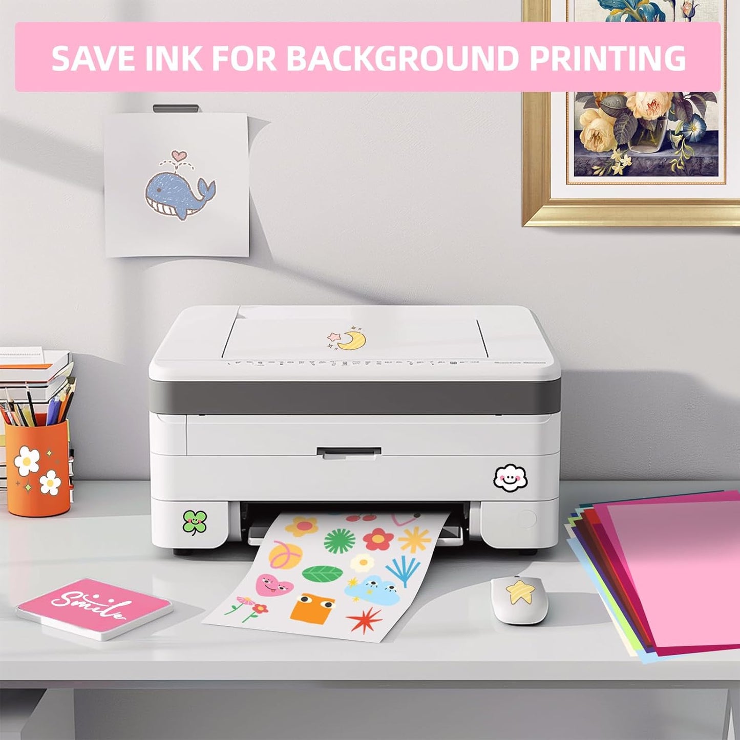 40 Sheets Printable Sticker Paper Heavy Weight Colored Self Adhesive Sticker Cardstock A4 250GSM 90LB 20 Assorted Colors