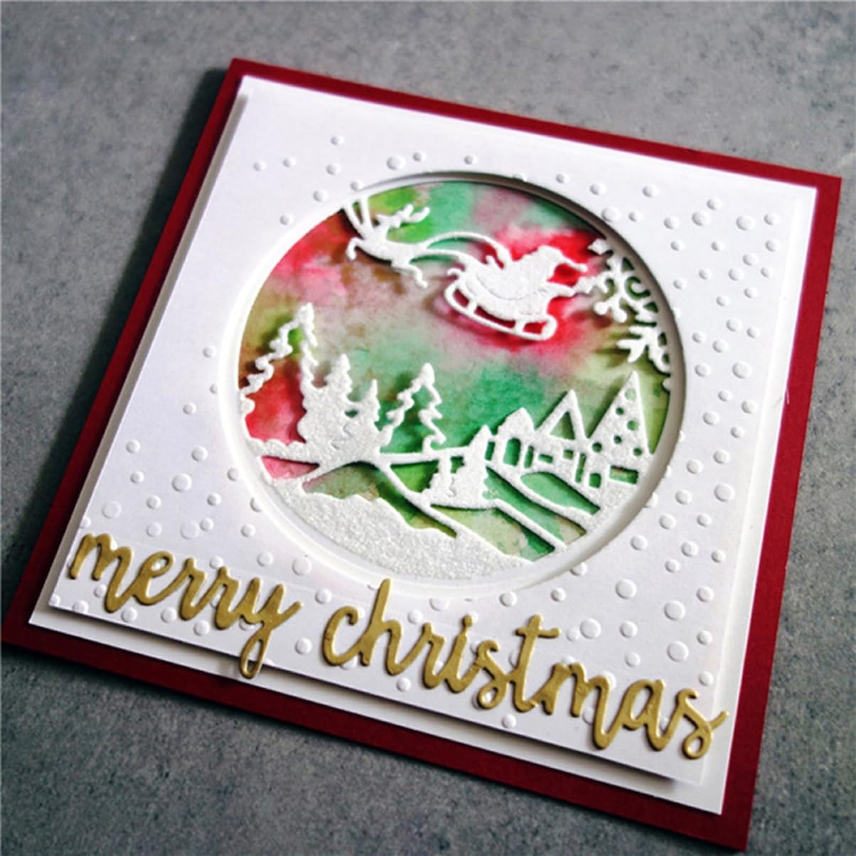 Mvchifay Cutting Dies Happy Birthday Metal Stencils Scrapbooking Tool DIY Emboss Paper Card Making (Christmas Snowball-12.2x10.3cm)