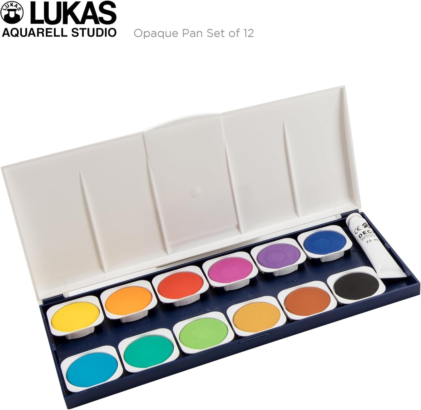 Lukas Opaque Artist Watercolor Studio Paint Set - Professional, Includes a Travel Friendly Outdoor Painting Case and Color Mixing Palette - 24 Brilliant Colors in Round Pans