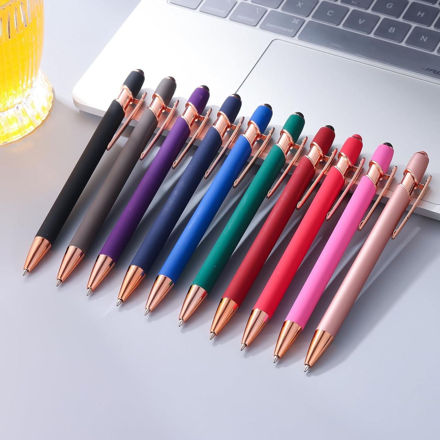 12 PCS 2 in 1 Stylus Ballpoint Pen with Stylus Tip, 1.0 mm Black Ink Metal Pen Stylus Pen for Touch Screens (12 Colors-2)
