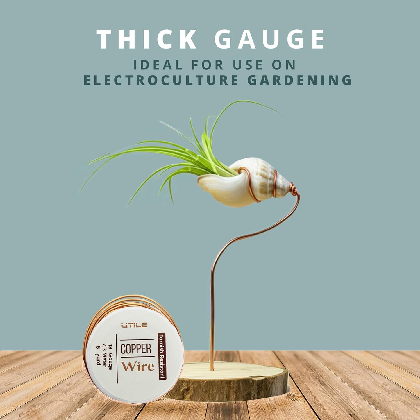 UTILE 18 20 22 24 Gauge 24 ft 99.9% Pure Soft Copper Wire for Electroculture Gardening, Jewelry Making, Crafting Wire Bendable, Plant Wire (Copper 18)