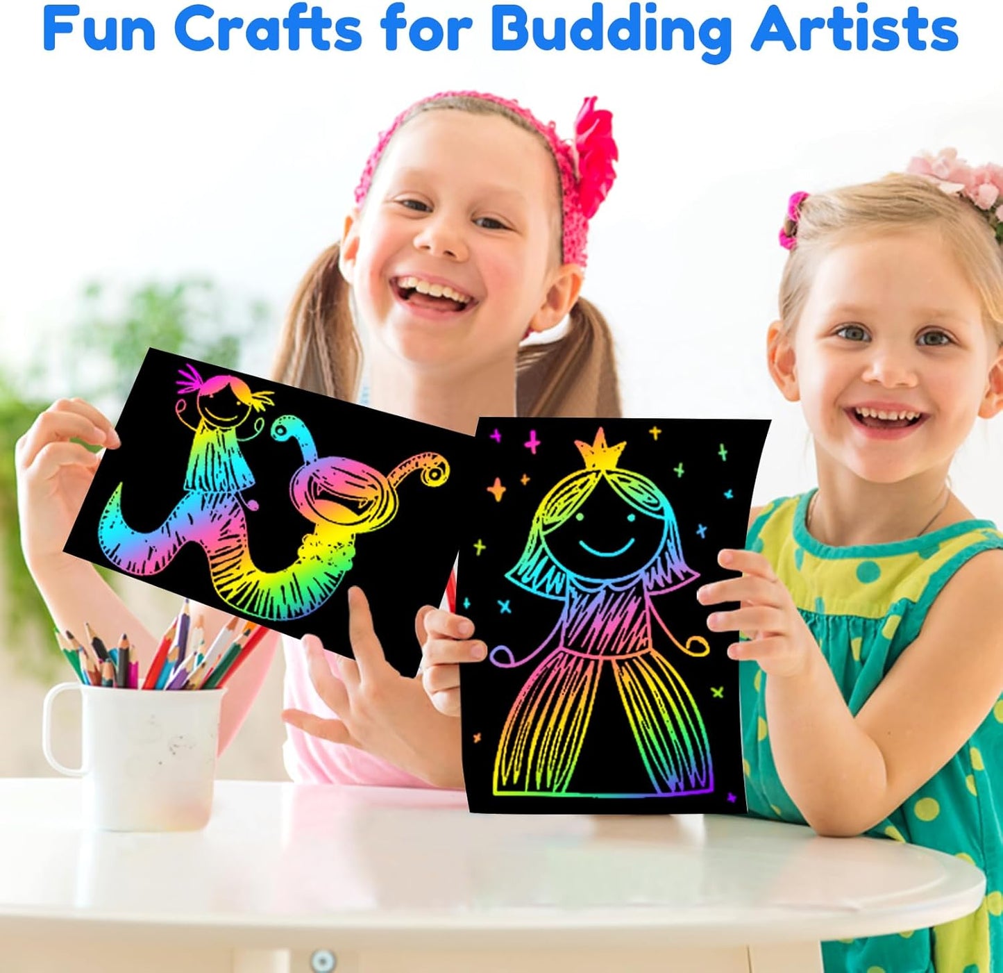 ZMLM Scratch Art Crafts Boys Gifts, 60 Rainbow Scratch Paper Art Gifts for 3 4 5 6 7 8 9 10 Years Old Girls and Boys Kids, Arts and Crafts for Kids 4-6 Birthday Toys and Games Activities Gift (Blue)