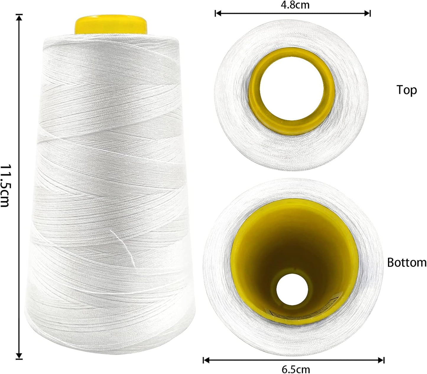 Tortoise 8 Cones of 3000 Yards Each Spool Thread for All Purpose Sewing - 100% Polyester for Serger Overlock Quilting Machine 40S/2 White+Black
