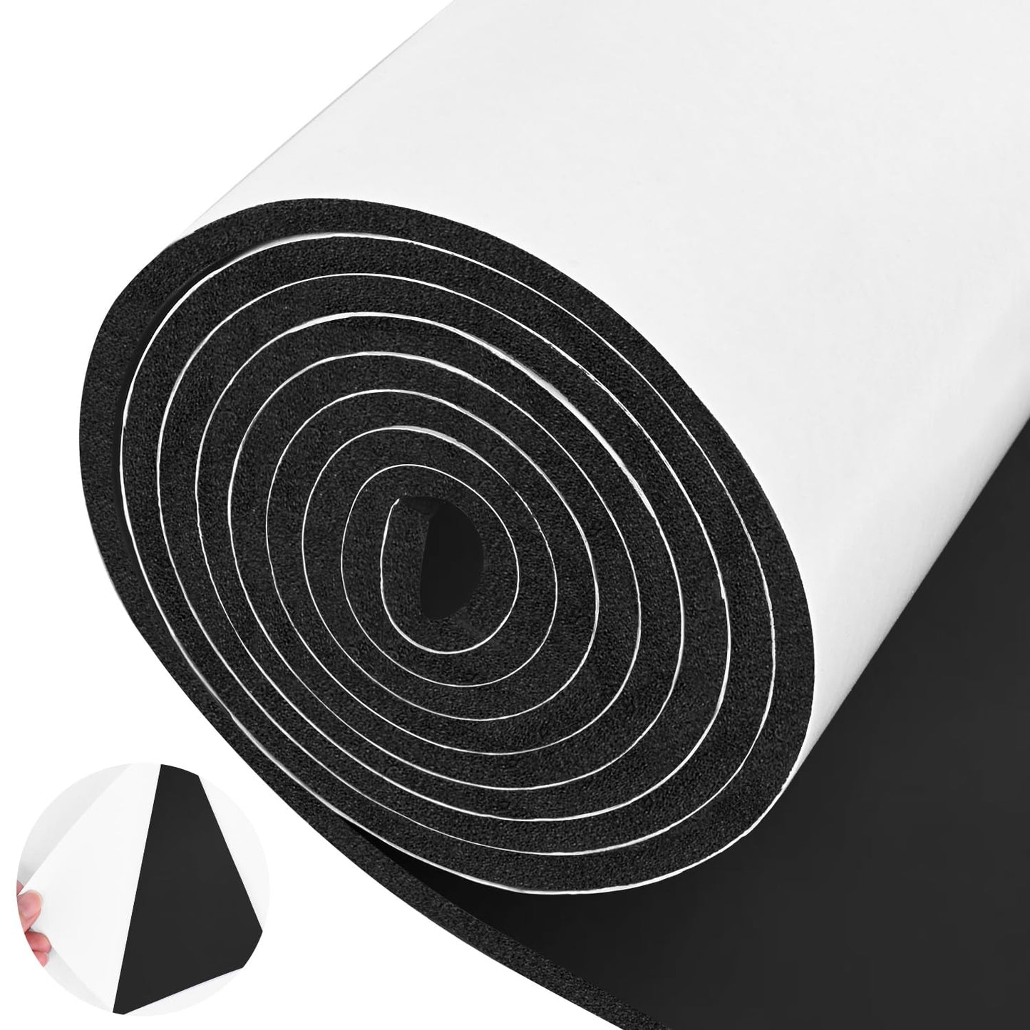 Tolanbbt Sponge Neoprene Foam Sheet with Adhesive - 1/4” Thick, 12” x 118” Closed Cell Foam Rubber Roll, Weatherproof Soundproof Padding for Automotive, Cabinet, Furniture, Crafts, DIY, Black
