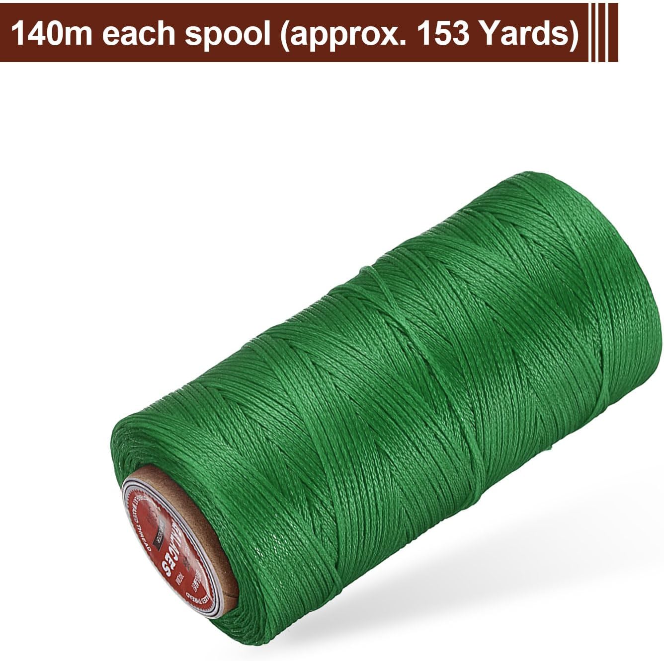 uxcell Flat Leather Sewing Waxed Thread, 140m / 153 Yards Polyester Wax String, 300D Wax Stitching Cord for Leather Crafts, Bookbinding, Bracelets Braided, Dark Green
