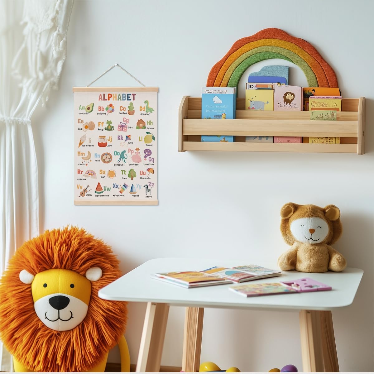 Alphabet Poster Hanger, Alphabet ABC Chart Nursery Decor Wall Decor, Toddler Learning Posters, Educational Posters Wall Art Wall Hanging Banner Farmhouse Living Room Playroom Home Baby Room Decor