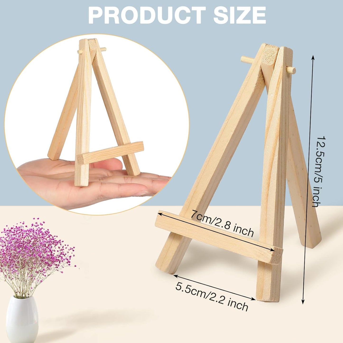 40 Pack 5 Inch Mini Wood Easel Stand Mini Wood Display Easel Wooden Tripod Holder Stand for Painting Portable Canvas Photo Picture Sign Displaying Small Business Cards Artist Phone Wedding
