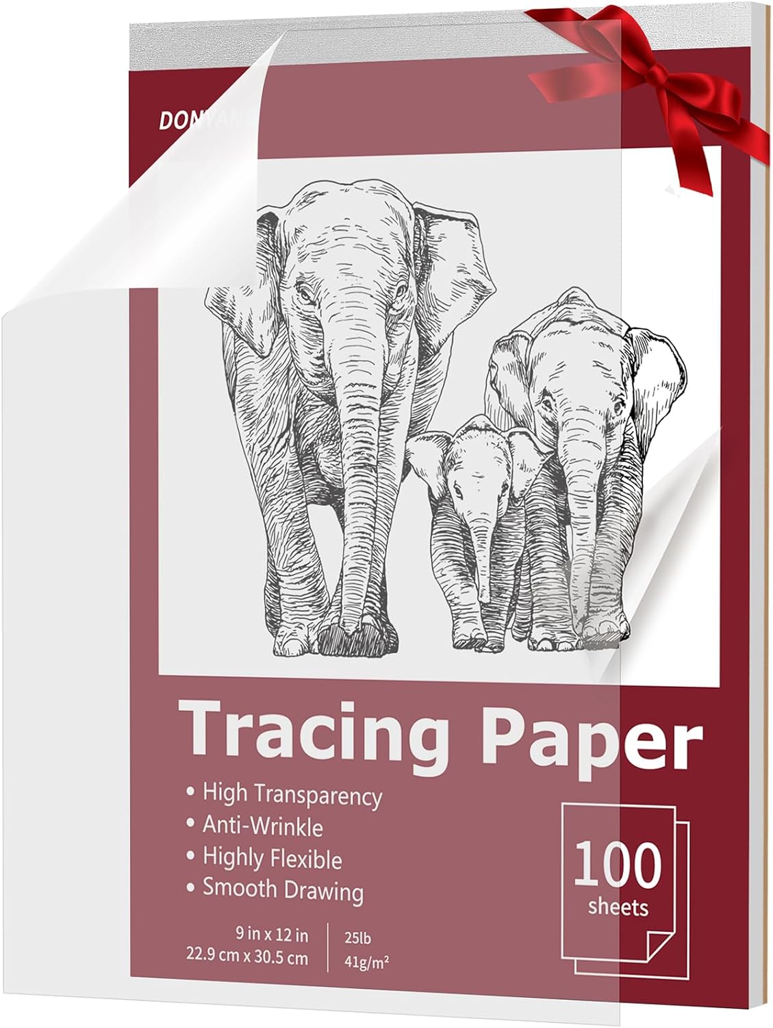 Tracing Paper 9x12 inch, 100 Sheets Transparent Vellum Paper for Tracing Pads, Translucent Tracing Paper for Pencil, Marker and Ink - Trace Images, Sketch, Preliminary Drawing, Overlays, Red