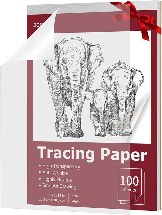 Tracing Paper 9x12 inch, 100 Sheets Transparent Vellum Paper for Tracing Pads, Translucent Tracing Paper for Pencil, Marker and Ink - Trace Images, Sketch, Preliminary Drawing, Overlays, Red