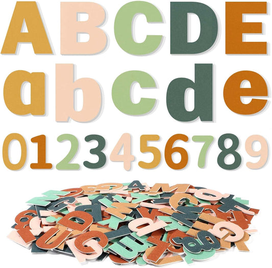 Breling 310 Pieces Felt Bulletin Board Letters Sticker with Number, 2" Bulk Self Adhesive ABC Upper Lowercase Sticky Letter for Christmas Gift Poster Bulletin Board Classroom(Light Color)