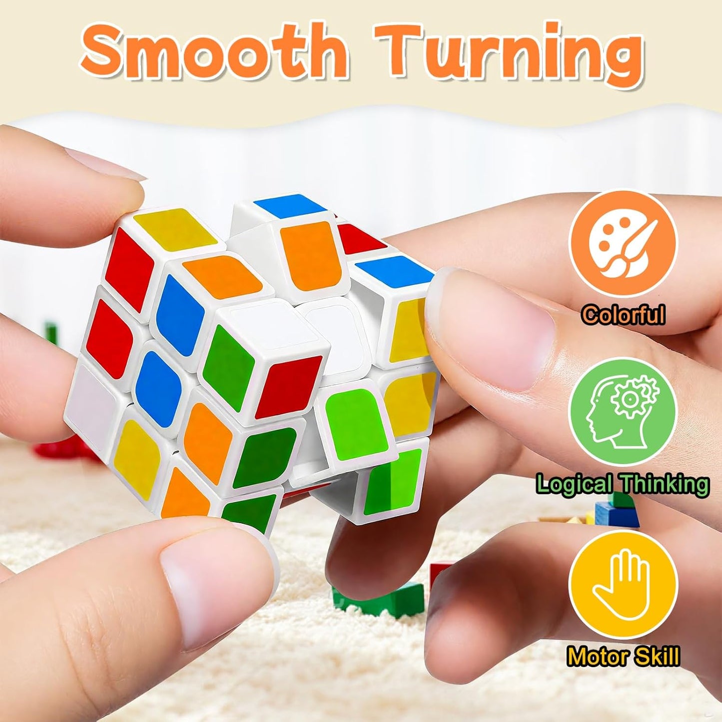 24 Pack Mini Puzzle Cubes Party Favors for Kids, 3x3 Mini Magic Cube Puzzle Prize Set for Kids School Rewards, 1.18inch Bulk Small Toys for Party, Birthday, Christmas Stocking