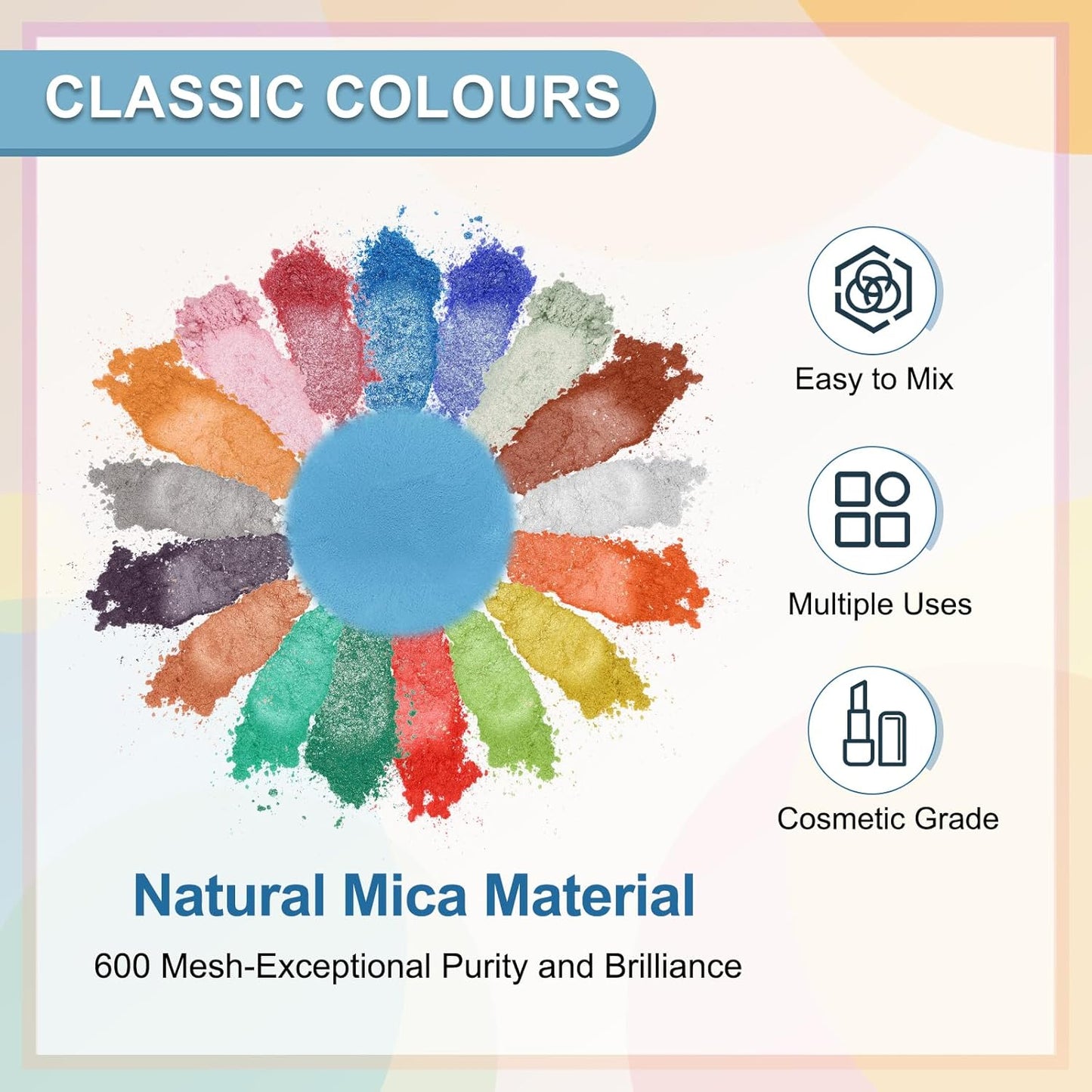 uxcell 10g/0.35oz Cosmetic Grade Mica Powder, 600 Mesh Mica Powder Natural Resin Epoxy Pigment Powders for Casting Resin, Candle Dye, DIY Nail Polish and Lip Gloss, Azure