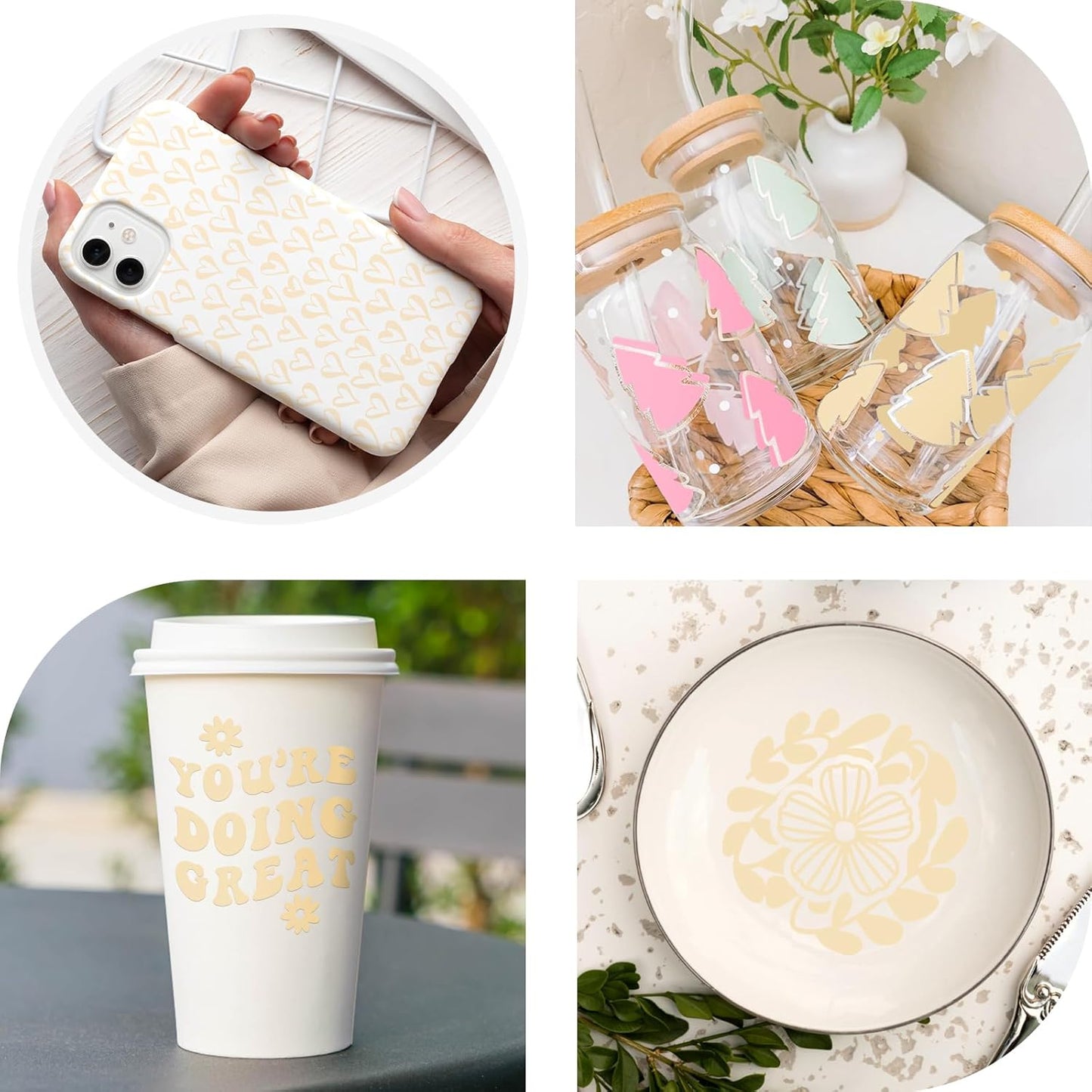 TECKWRAP Matte Vinyl Smart Adhesive Vinyl Permanent,13in x 5ft, Vinyl for DIY Craft Decal Projects, Compatible with Explore3/Maker3, Beige