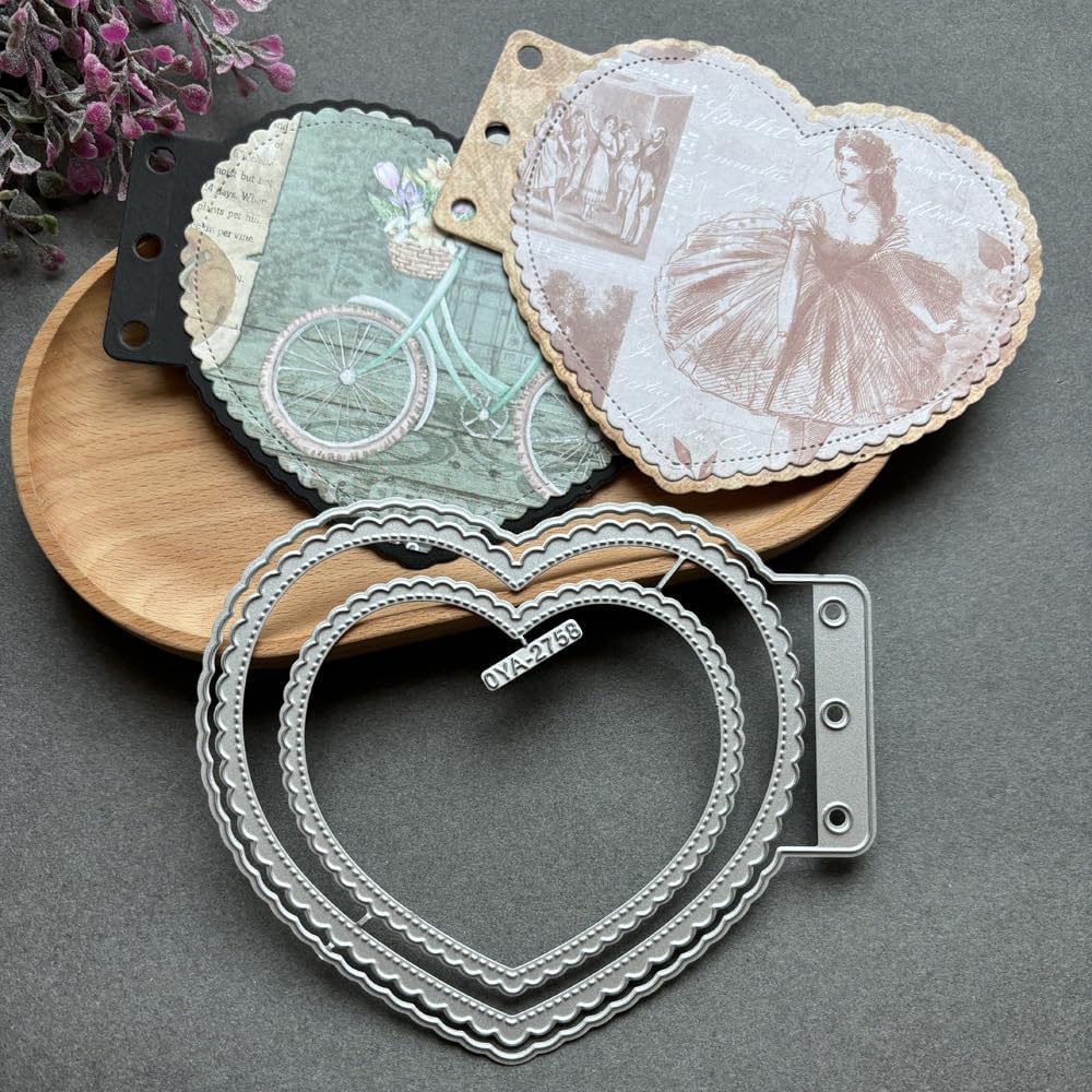 Heart Loose-Leaf Lace Die Cuts for Card Making, Background Frame Cutting Dies DIY Album Scrapbooking Decor Paper Craft Metal Die Cuts Party Wedding Decorations