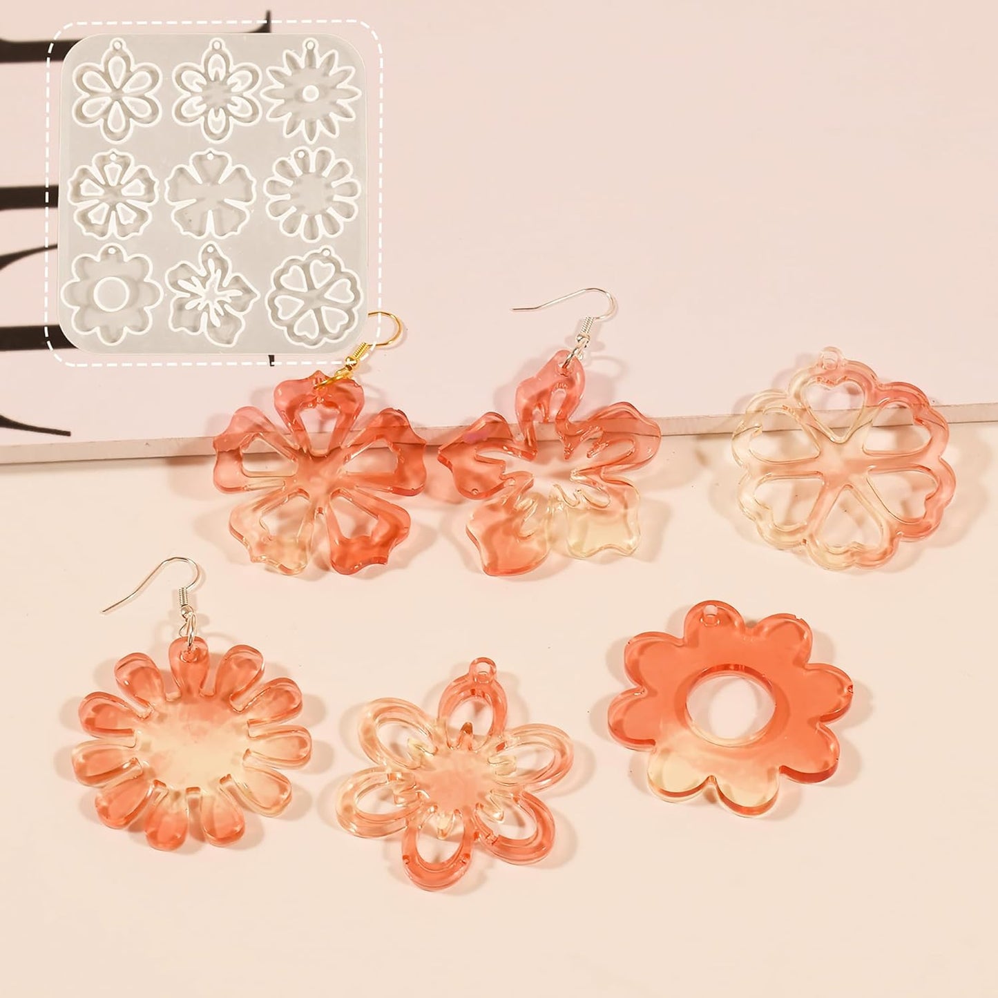 3 Pack Leaf/Flower/Tulip Pendant Earring Nacklace Resin Mold - Resin Casting Silicone Molds for Home Decor & Candle Making Wave Spiral Mold