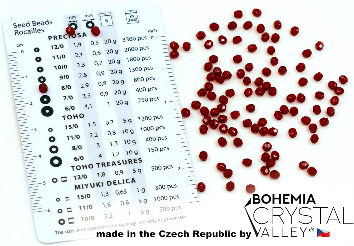 0.88oz (Approx. 500 Beads) Mix of Faceted Fire Polished Pressed Czech Glass Beads, Sparkling Shiny Mix BCV