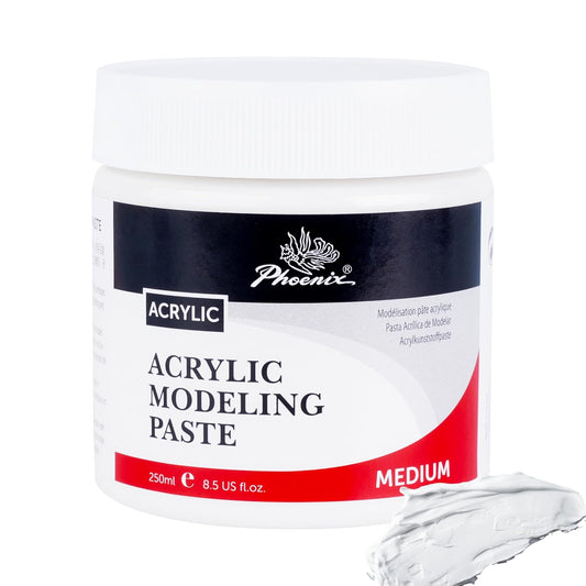 PHOENIX Modeling Paste for Textured Art (8.45 Fl Oz /250ml), Professional Acrylic Medium, Texture Paste for Acrylic Pains - Paint Supplies for Canvas Painting