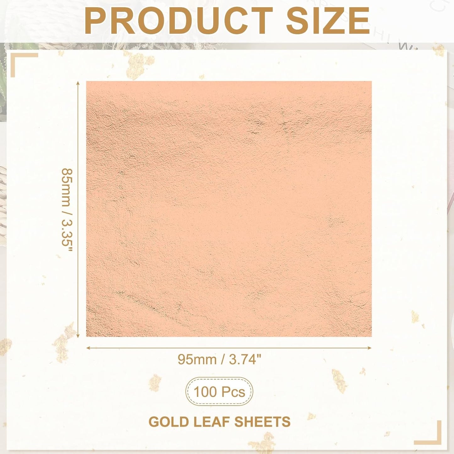 PATIKIL Gold Leaf Sheets for Art 3.7" x 3.4", 100 Pcs Gold Foil Sheet Metallic Leaf Papers for DIY Crafts Resin Furniture Nails Paintings Home Decoration, Rose