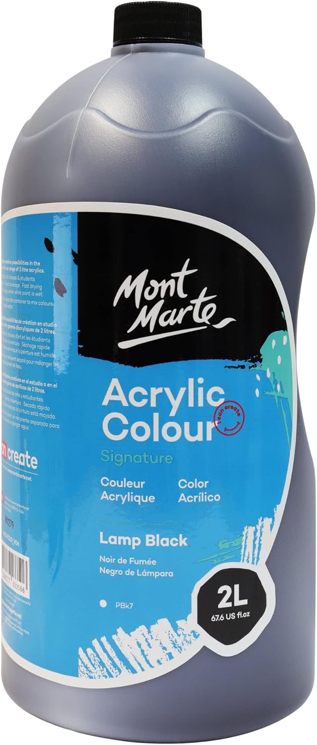 Mont Marte Discovery School Acrylic, Carmine, 1/2 Gallon (2 Liter). Ideal for Students and Artists. Excellent Coverage and Fast Drying. Pump Lid Included.