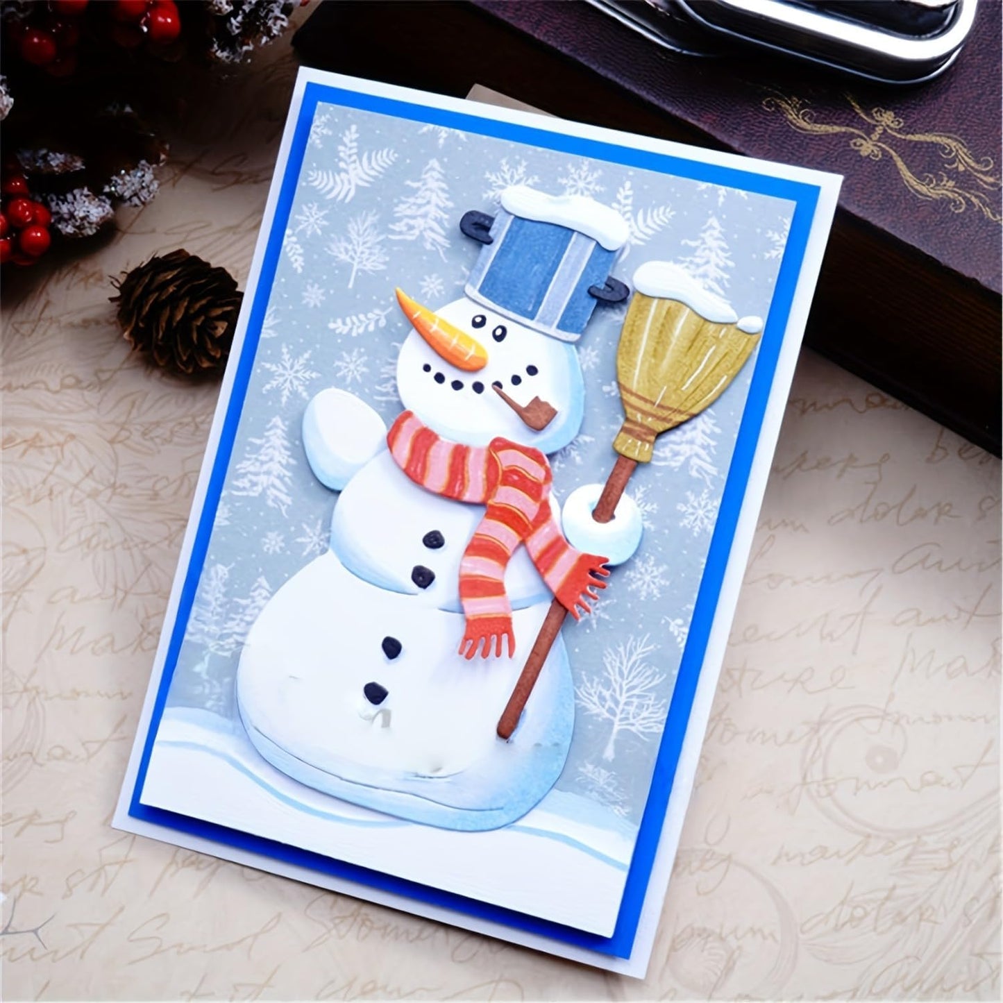 Festivals Metal Cutting Die for Scrapbooking, Christmas Cut Stencils for DIY Scrapbook Photo Album Decorative Paper Card, Card Making Supplies, Embossing (Snowman 4.2 x 3.9 in)