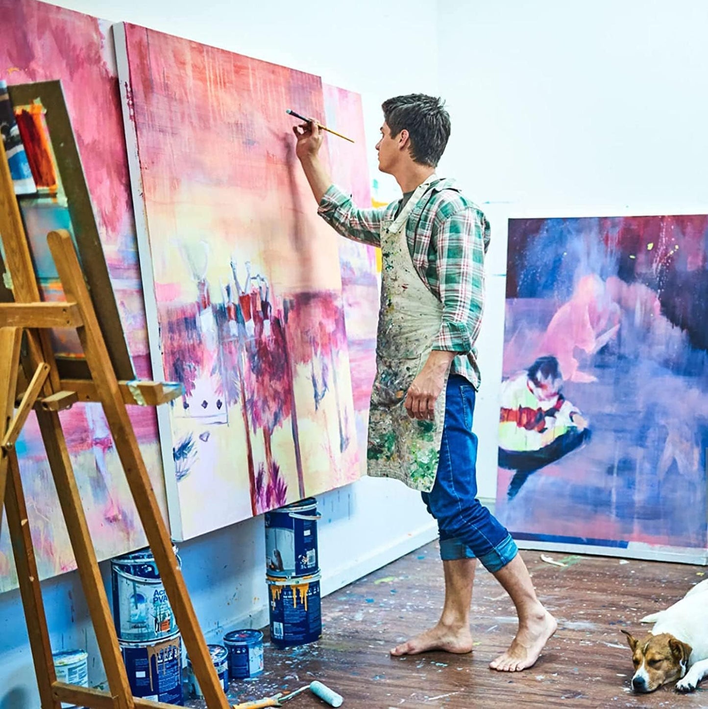 Stretched Canvases for Painting 24x36 Inch 4-Pack, 12.3 oz Triple Primed Acid-Free 100% Cotton Blank Canvas, Art Canvases for Oil Paint Acrylics Pouring & Wet Art Media, Pour Painting