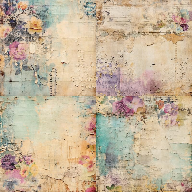 Vintage Floral Scrapbook Paper Pad Flower Patterned Paper 6×6,24 Sheets Single-Sided Scrapbooking CardStock Papers Pad for Holiday Cardmaking DIY Origami Journaling.
