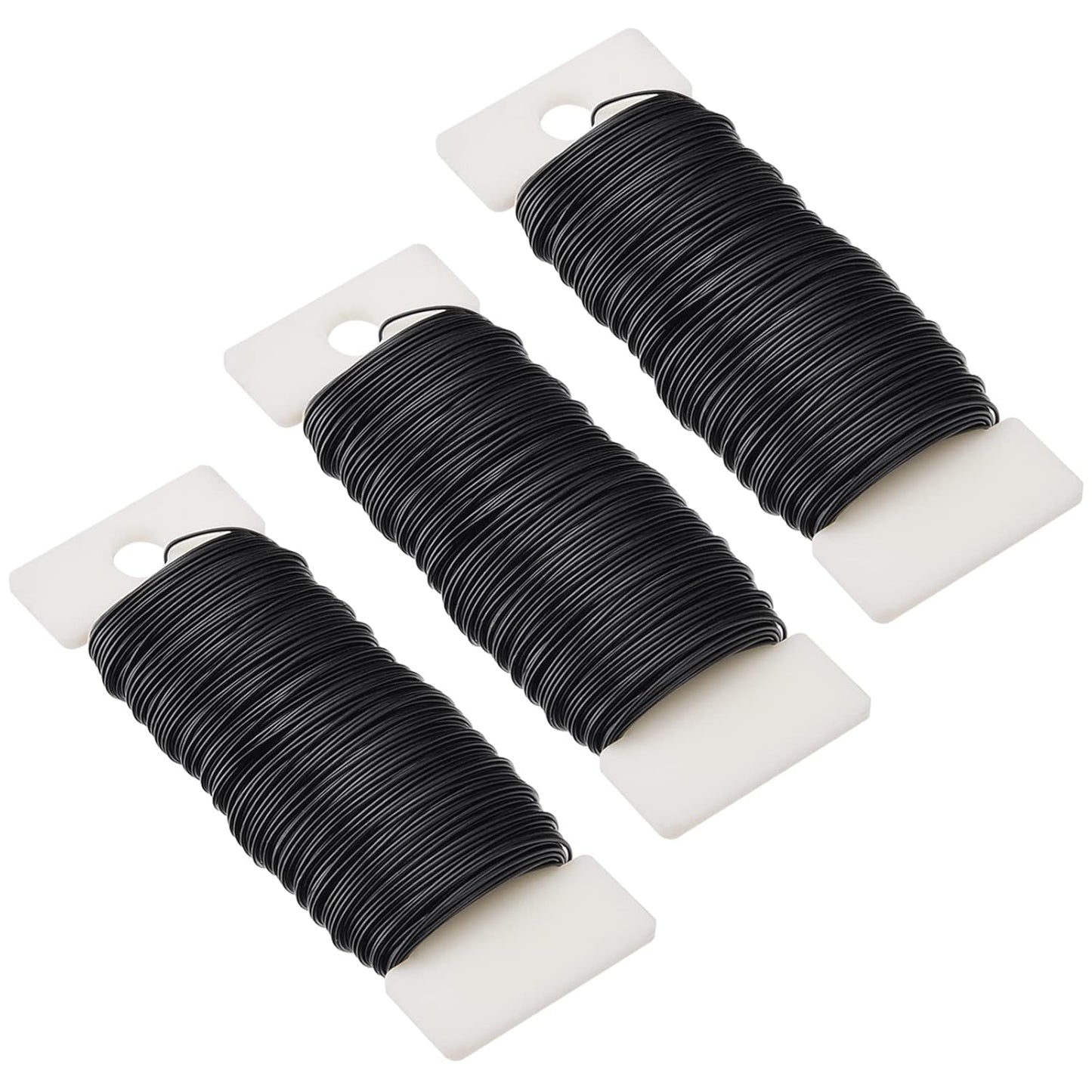 Hapeper 22 Gauge Floral Flexible Paddle Wire for Christmas Wreath Tree, Flower Arrangements, 3 Pack 114 Yards (Black)