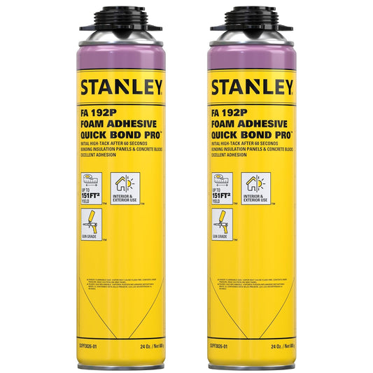 Stanley Quick Bond Adhesive Foam - 2x24oz, Reliable Bond Adhesive for Various Materials, Strong bonding, No Mixing, Gun Use, Gun NOT Included | 2 Pack