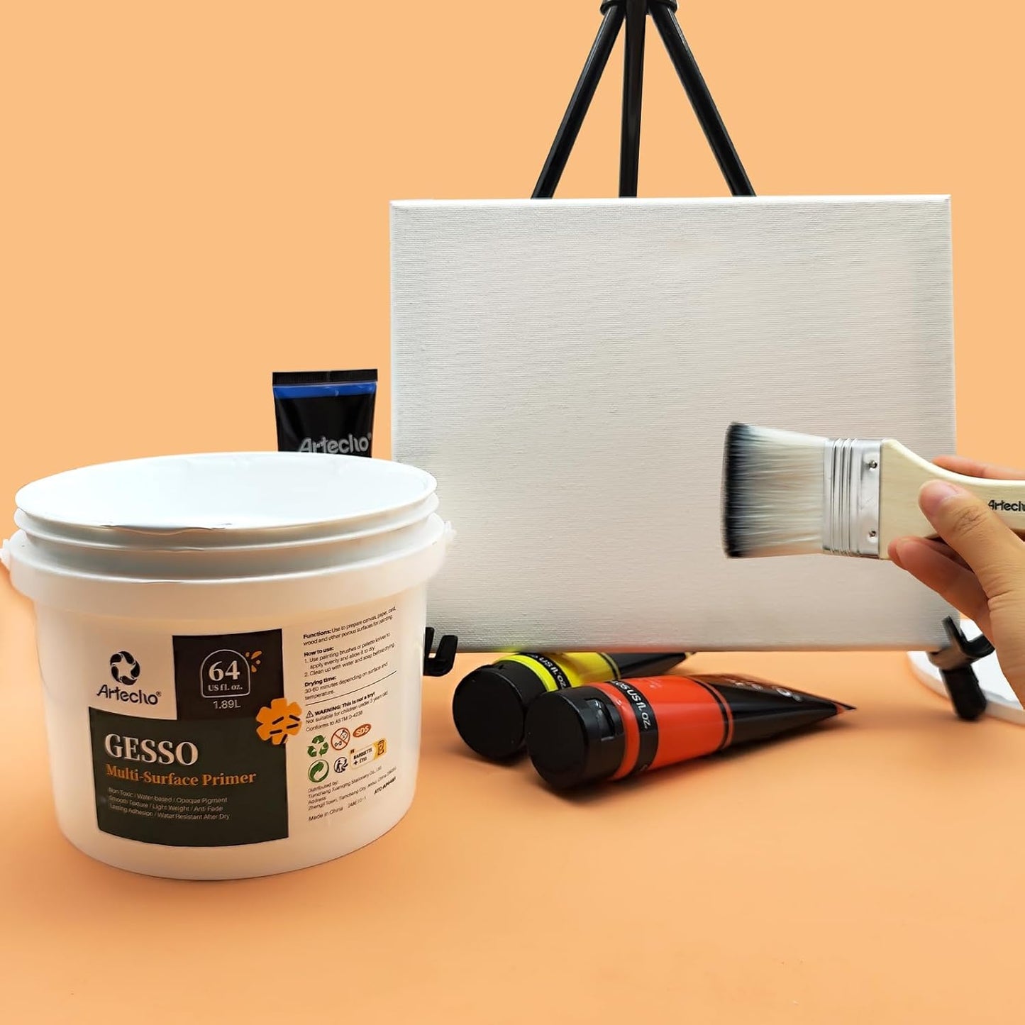 Artecho White Gesso 64oz / 1.89L, Gesso Primer for Acrylic Painting