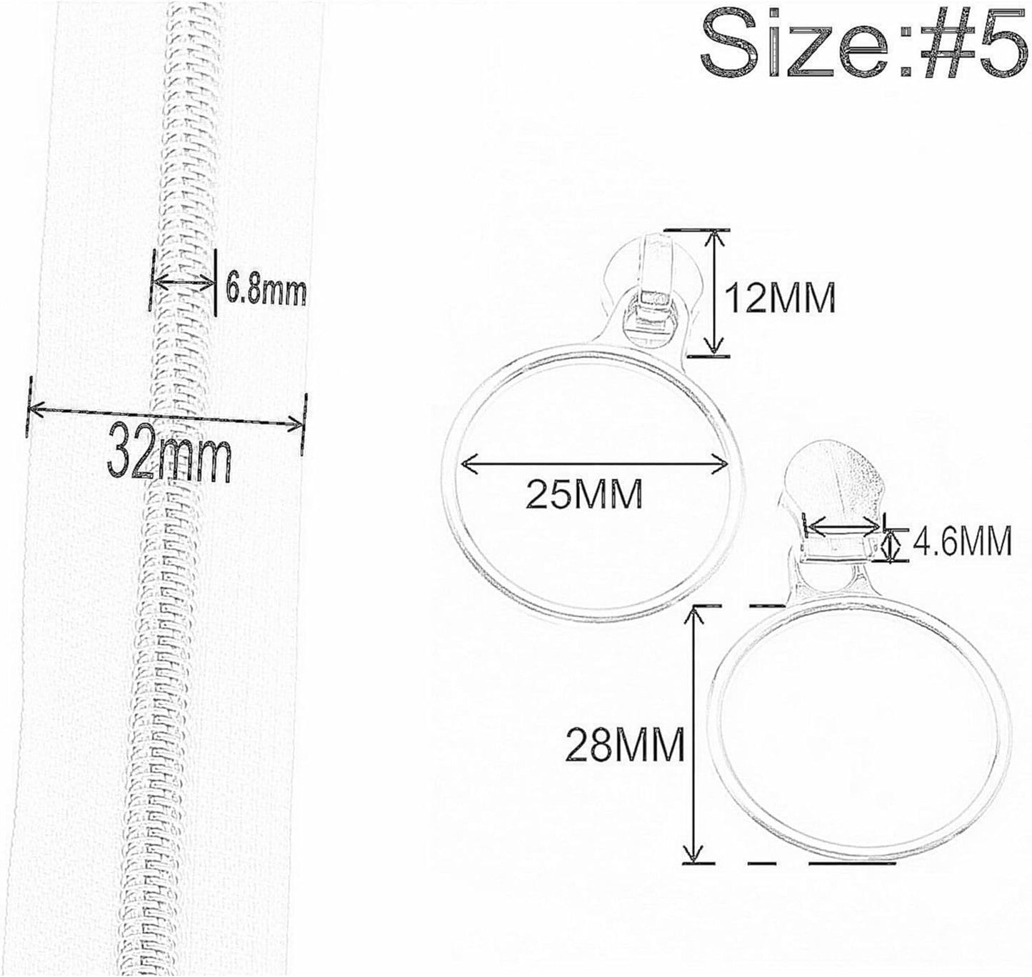 Leekayer #5 Silver Metallic Nylon Coil Zippers by The Yard Bulk 10 Yards Brown Zipper Tape with 25pcs Silver Ring Pull Sliders for DIY Sewing Tailor Craft Bag(Brown)