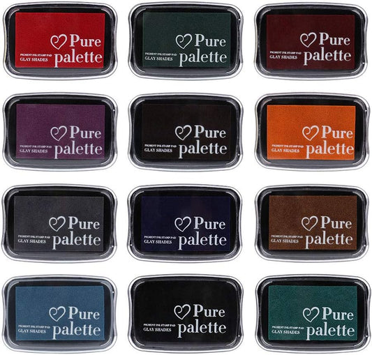 Dizdkizd Ink Pad Set, European Vintage Color Pigment Ink Pad, 12 Colors High Ink Quantity Stamp Pads for Rubber Stamps, Paper, Scrapbooking, Wood Fabric and Craft Supplies