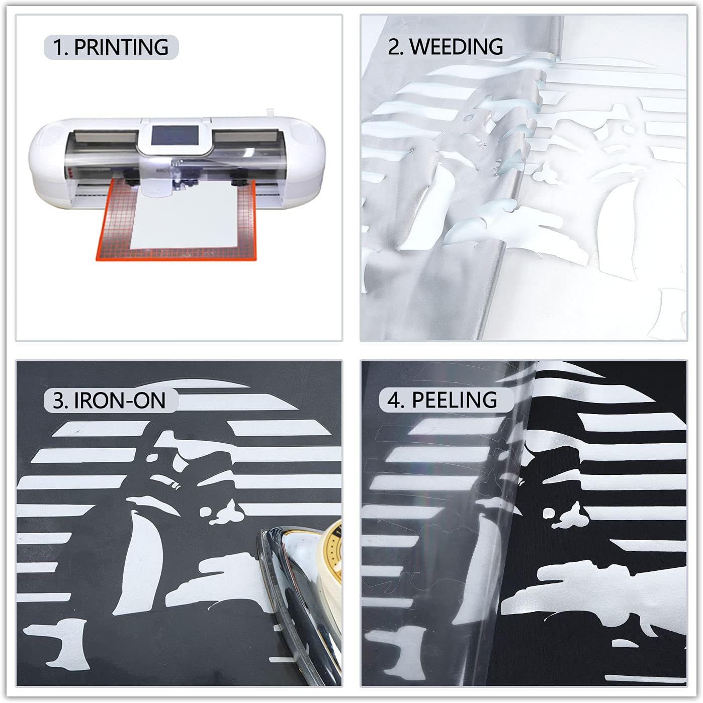 guangyintong Shiny Silver Heat Transfer Vinyl HTV Rolls, 12" x 8ft PU Iron on Vinyl Bundle for T-Shirts, Stretchy Thin Soft HTV Vinyl for All Cutter Machine Easy to Cut & Weed for Heat Vinyl Design