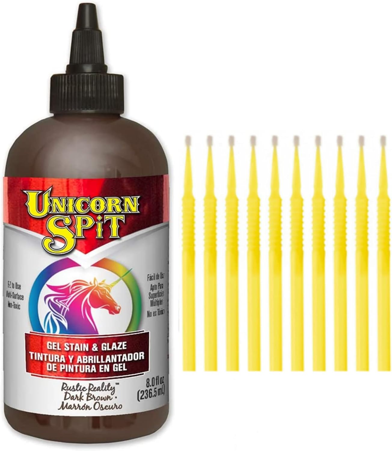 Unicorn SPiT Gel Stain and Glaze in One - Rustic Reality 8 oz. Bottle Detail Sticks