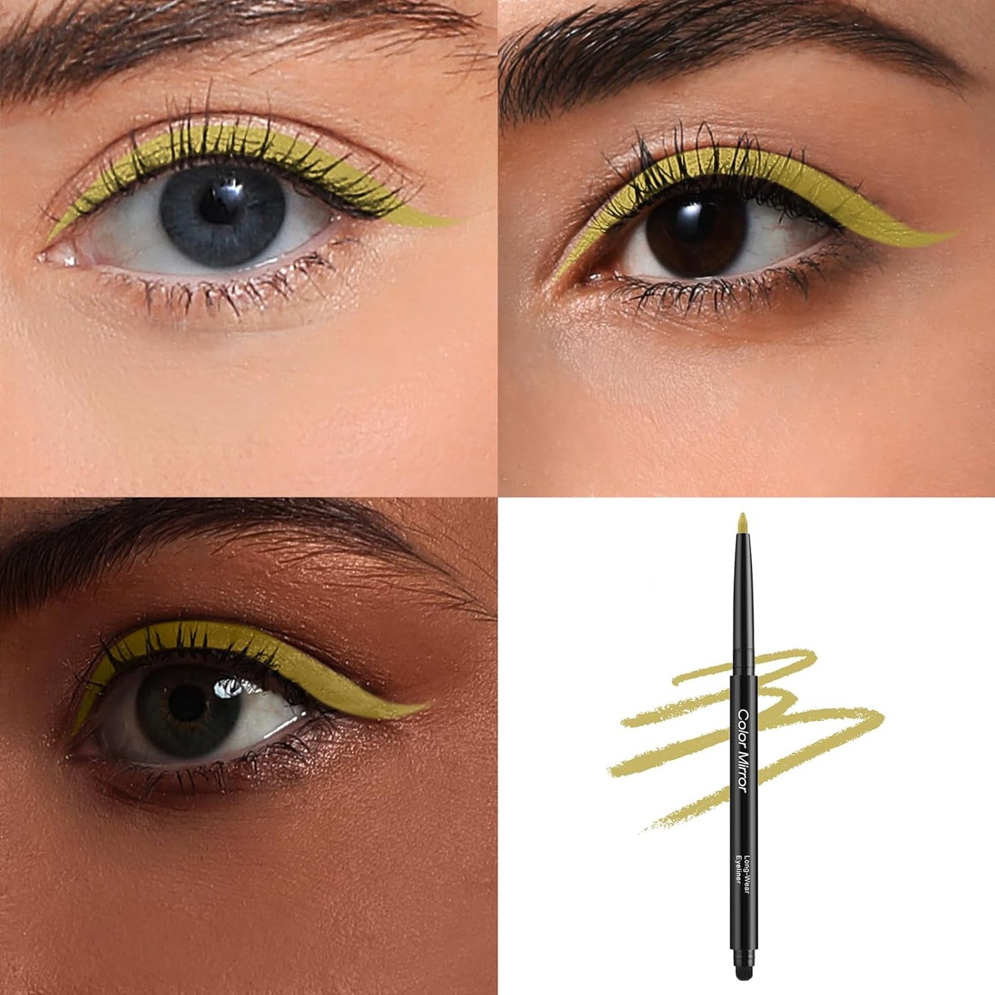 Smudge Proof Eyeliner, Waterproof Retractable Eye liner with Brush, Matte and Shimmer Eyeliner Pencil, Creamy Texture, Long lasting & Smooth(11 Daisy Matte)