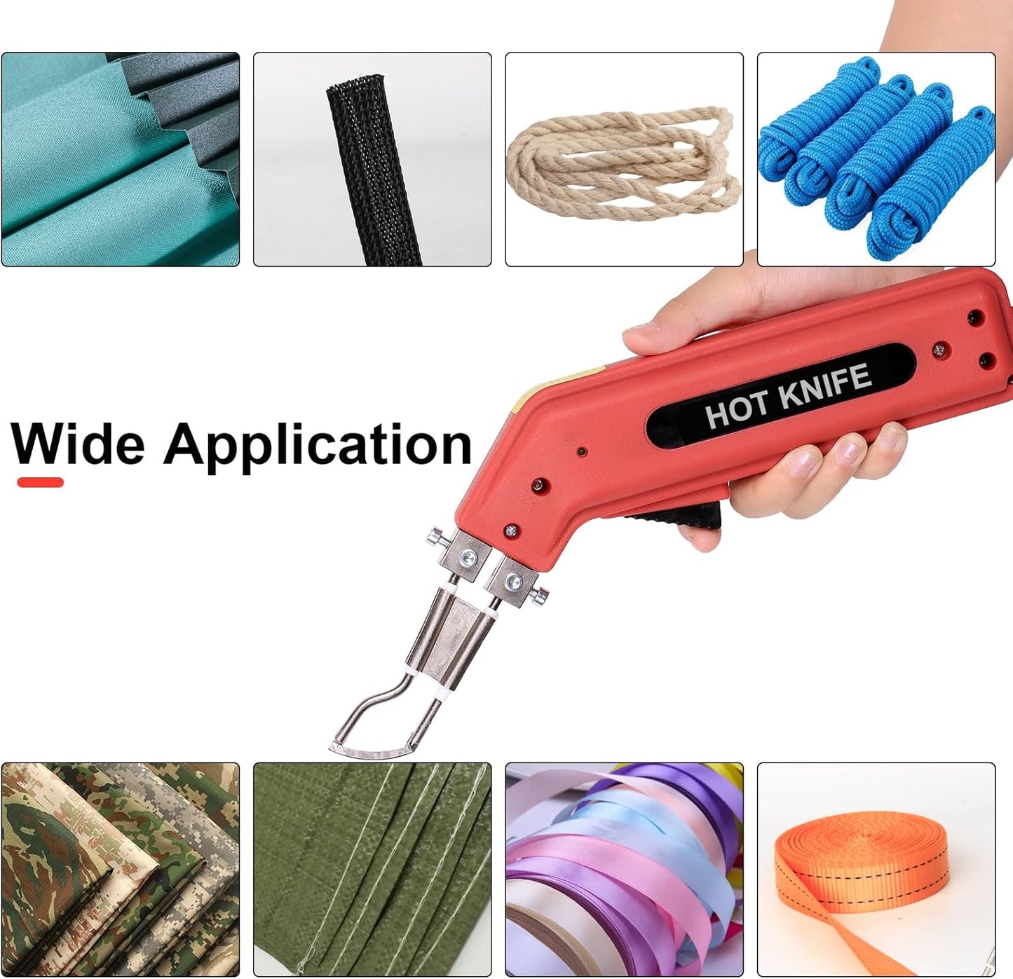 Fabric Cutter Rope Cutter Utility Knife, Electric Hot Knife Foam Cutting Tool with Adjustable Power Blades for Cutting Belt Cloth
