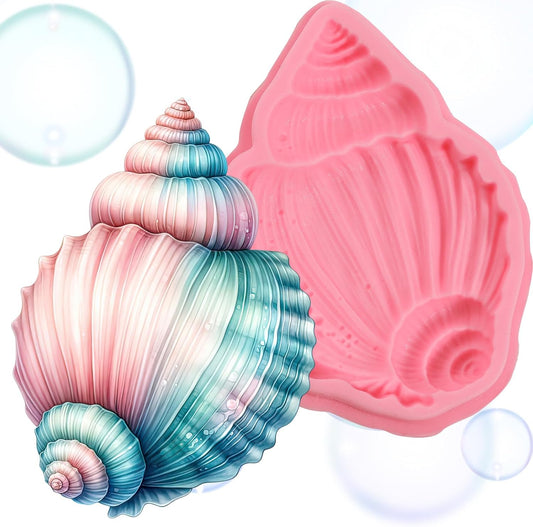 1Pcs Conch Cake Decoration Silicone Mold, Ocean Shell Candy Fondant Molds, Suitable for Chocolate Fudge Cookies Beach Theme Party Baking, Flower Paste UV Resin Clay Modeling