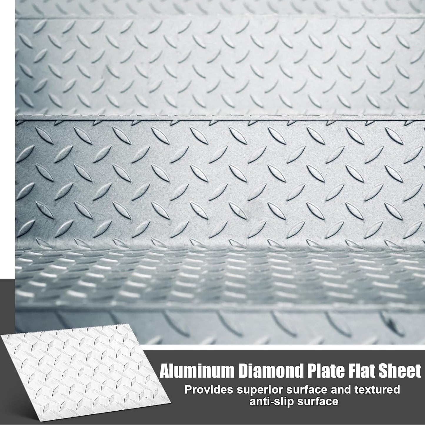 1pcs Diamond Plate Sheet Metal Heavy Duty Tread Aluminum Sheet Diamond Tread Plate for Wall Covering, Cargo Trailer, RV and More (9'' X 12'' X 0.08'',Silver)