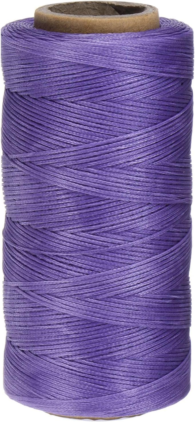 uxcell 150D 0.8mm Flat Waxed Thread 284 Yards Polyester Leather Sewing Waxed String Hand Stitching Waxed Cord for Leather Stitching Sewing Bookbinding DIY Craft Light Purple